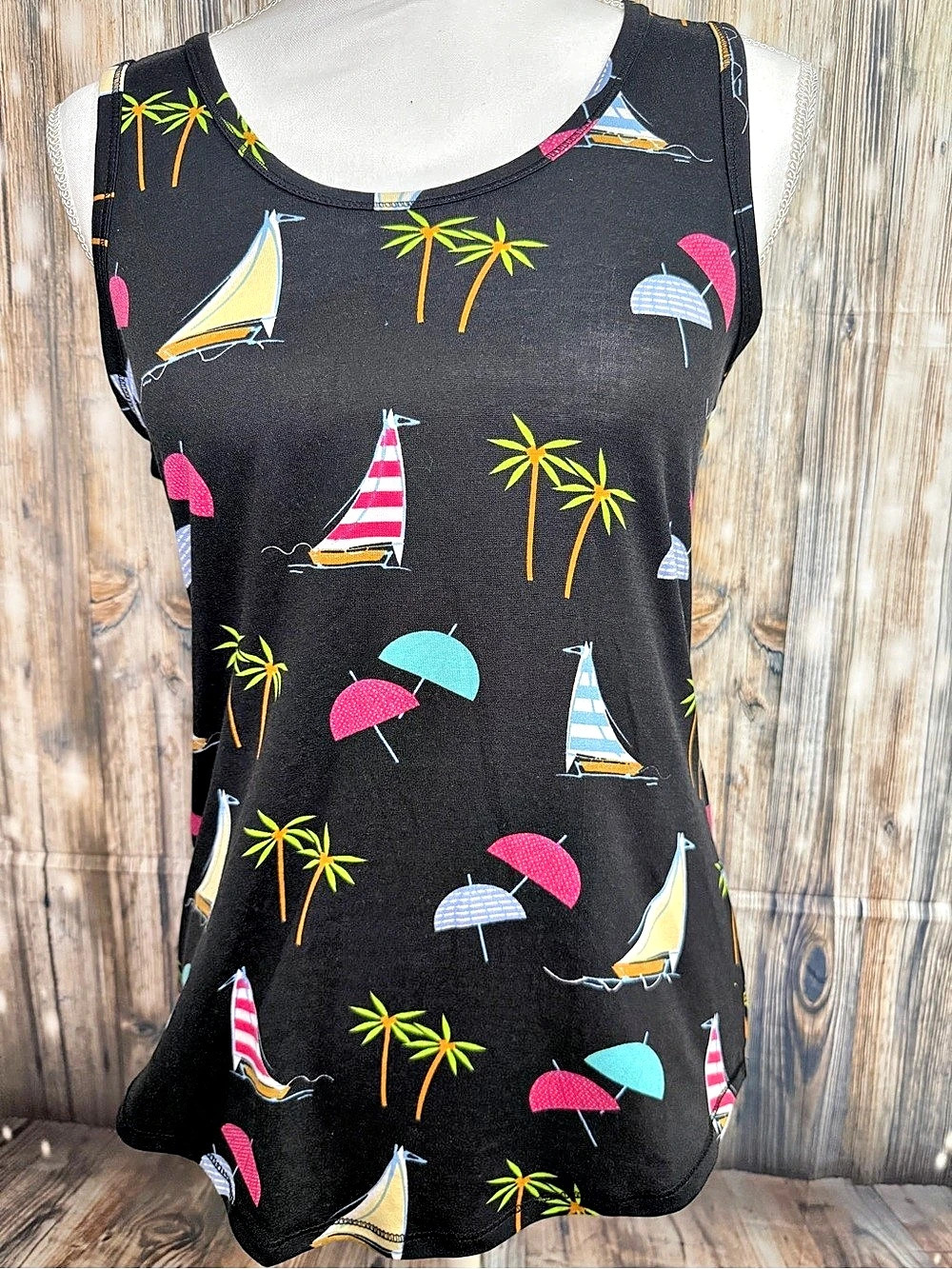 New LuLaRoe Printed Tank Top in Black & Multicolor